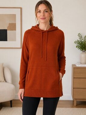 Away Rust 100% Merino Wool Longline Travel Hoodie XL Quiet Luxury
